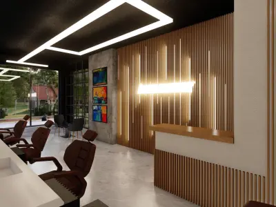 Modern Barbershop Interior 3D Model for Sale 3D model
