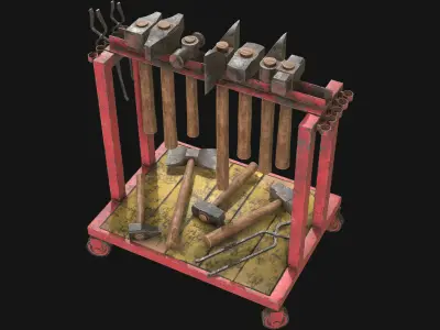Ironwork Tools Rack 2 Low-poly 3D model
