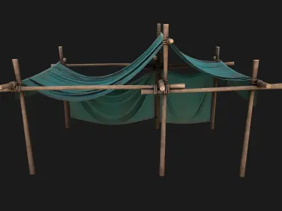 Large Trade Fair Tent Stalls Low-poly 3D model