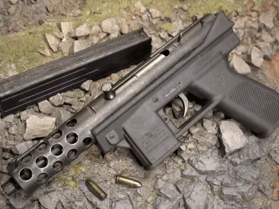 TEC-9 low-poly 3d model Low-poly 3D model