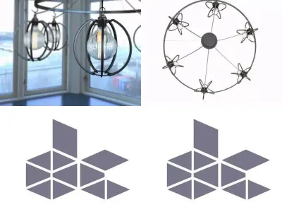 F C S C G C six light chandelier with glass globes 3D model