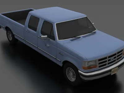 F-Series F-350 Pickup 1992 CrewCab Low-poly 3D model