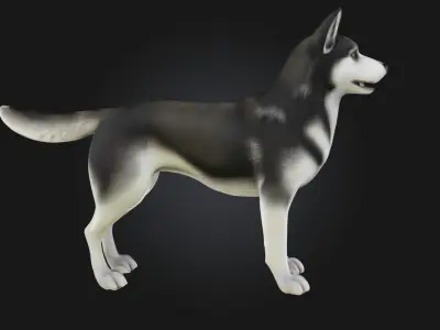 Husky Stand  Loyal Companion Model for Wildlife 3D model