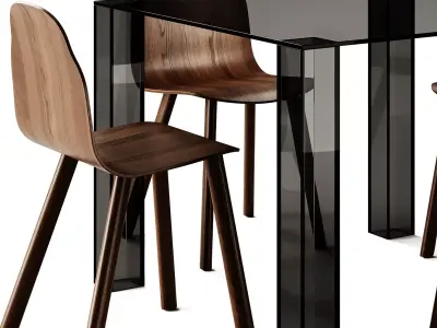 Adularia Glass Table and Boby Chair 3D model