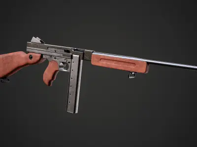Game-Ready Thompson M1A1 SMG Low-poly 3D model