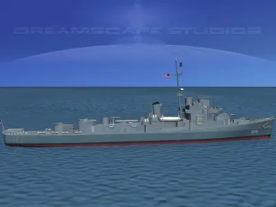 Destroyer Escort DE-676 USS Schmidt 3D model