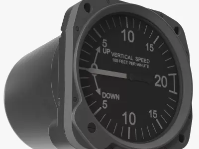 Mikrotechna Climb Rate Aircraft Gauge Rigged 3D model