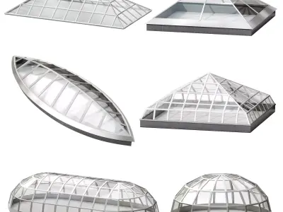 Clerestory glass roof domes 3D model