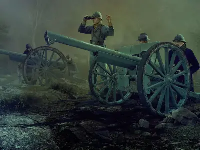 French Cannon based Canon de 75 mle 1897  3D model