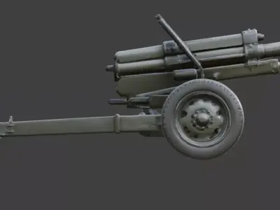 WWII Field Howitzer 3D Model Low-poly 3D model