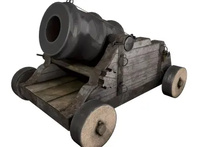 15th Century Mortar Cannon Rusty Low Poly  Low-poly 3D model