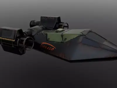 Spaceship Low-poly 3D model old rusty Low-poly 3D model