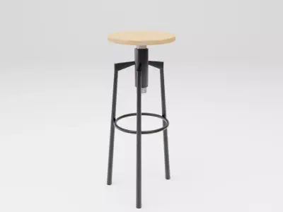 Industrial Bar Stool Low-poly 3D model