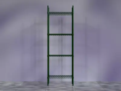 Wire Shelves - 24 inches X 12 inches X 72 inches in green epoxy Low-poly 3D model