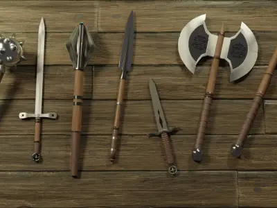 3D MEDIEVAL WEAPONS PACKAGE  Free 3D model
