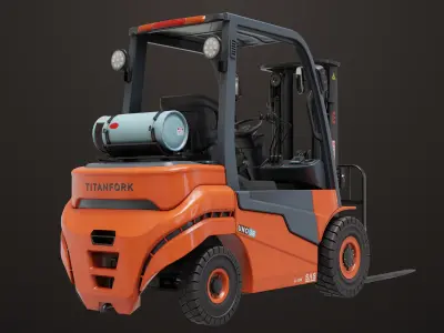 Forklift Truck 02 Orange All PBR Unity UE Textures Low-poly 3D model