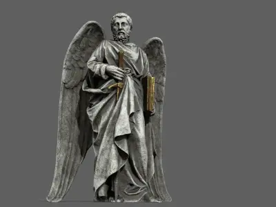 Old Man Statue Low-poly 3D model 2