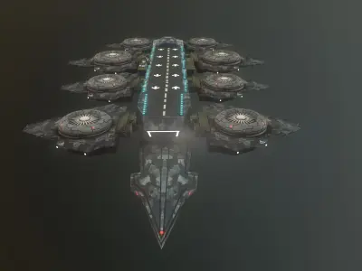 3D model    Cruiser ship  spaceship  low poly PBR Low-poly 3D model