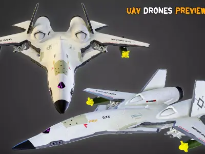 10 Game-Ready UAV and FPV Drones With PBR Texture - Vol 12 Low-poly 3D model