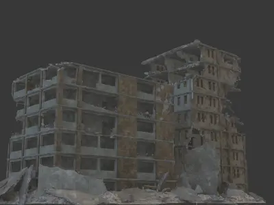 destroyed building Low-poly 3D model get