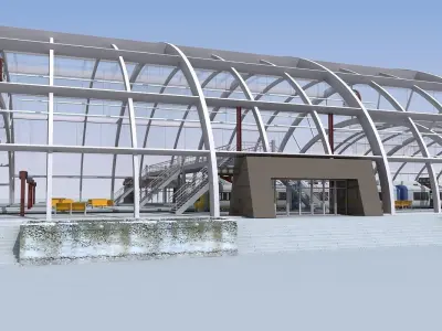 3D Train Station 07 3D model
