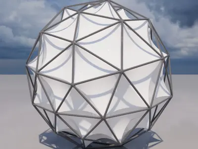 Geodesic Tensile Sphere Structure Parametric Architectural Pavilion 3D model