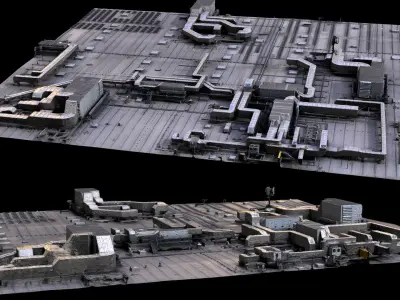 factory roof airvents vent-systems kitbash photogrammetry Low-poly 3D model