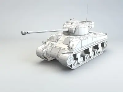 Low Poly M4A4 Sherman Firefly medium tank Low-poly 3D model