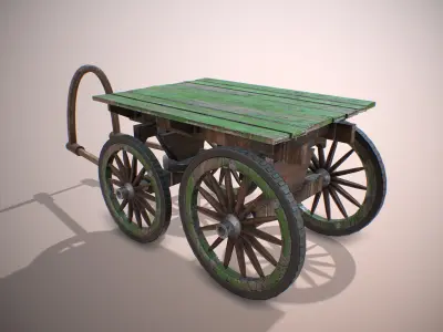 Old Carriage  PBR low poly game ready Low-poly 3D model