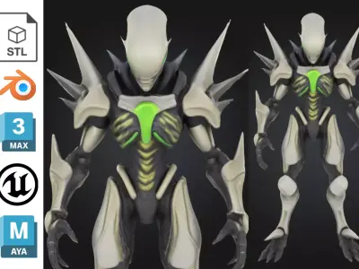 Stylized Alien Warrior Low-poly 3D model