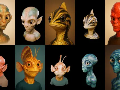 Head Fish bundle 1 pack 100 glb 3D model