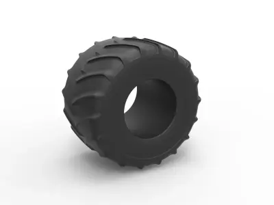 Monster Jam tire 25 Scale 1 to 25 3D print model