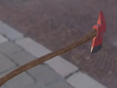 Fire Axe Low-poly 3D model 5