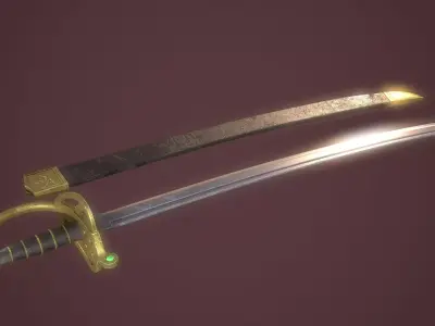 Pirate Cutlass Game Ready Sword And Scabbard Low-poly 3D model