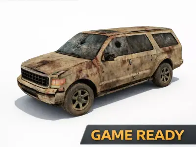 Post-Apocalyptic Tactical SUV Low-poly 3D model