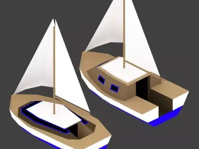 Medium Size Sailing Boats Low-poly 3D model