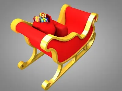 Santa sleigh Low-poly 3D model get