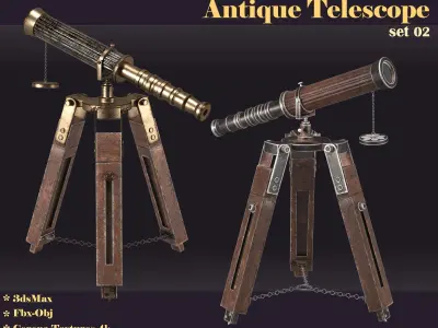 antique telescope 02 3D model