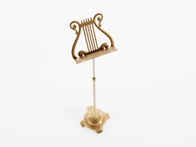 Antique Brass Music Stand Low-poly 3D model