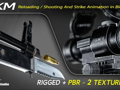 Historical AKM Gun Low-poly 3D model