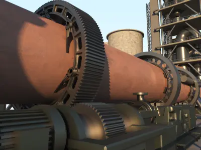 Cement Plant animated 3D model