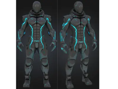 Sci Fi Tactical Cyborg Low-poly 3D model