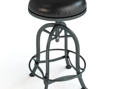 Adjustable Industrial Bar Stool 3D model