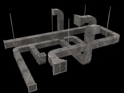 Lowpoly Modular Vents and Ducts Low-poly 3D model