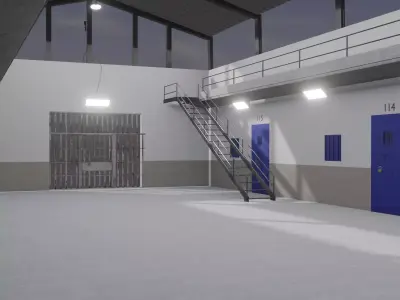 prison cell with doors Low-poly 3D model