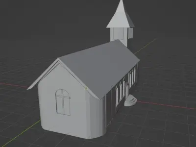 Medieval Game-Ready Church Low-poly 3D model