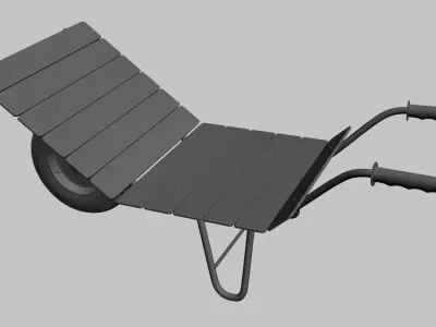 Wheelbarrow2 wooden wheelbarrow 3D model
