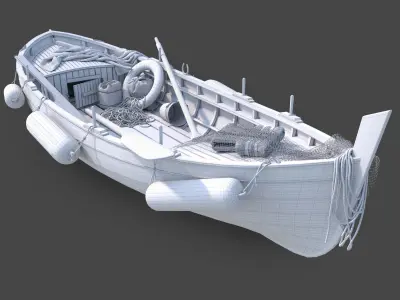 Wooden boat 3D model