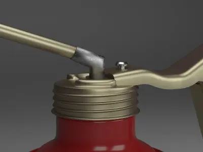 Metal oil can in red and gold color 3D model