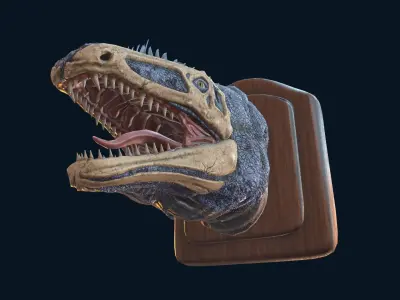 Wall trophy dinosaur monster head Low-poly 3D model